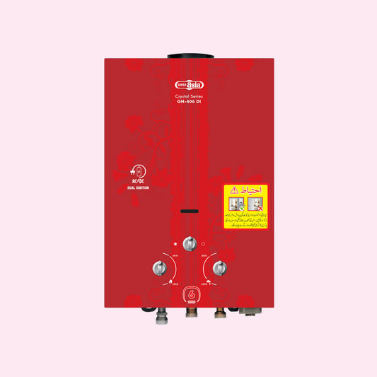 Super Asia Instant Gas Water Heater GH-406Di Crystal (NG/LPG) 6L