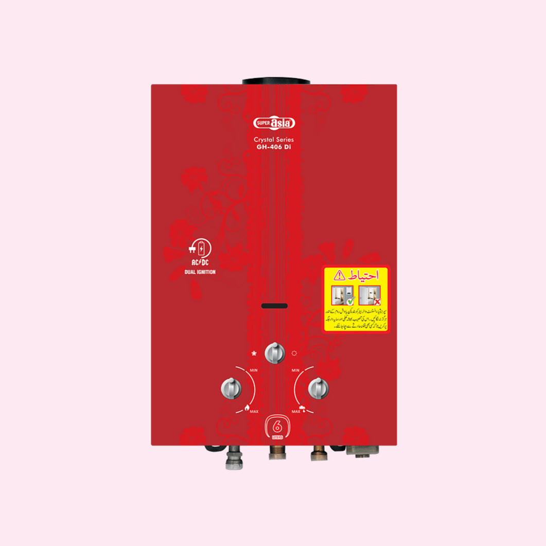 Super Asia Instant Gas Water Heater GH-406Di Crystal (NG/LPG) 6L