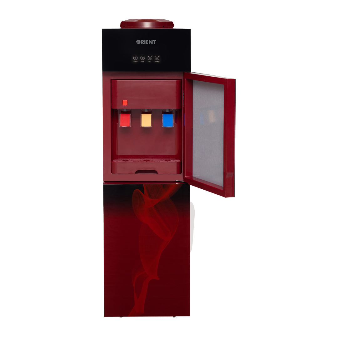 Orient Crystal 3 Taps Red Glass Door Water Dispenser