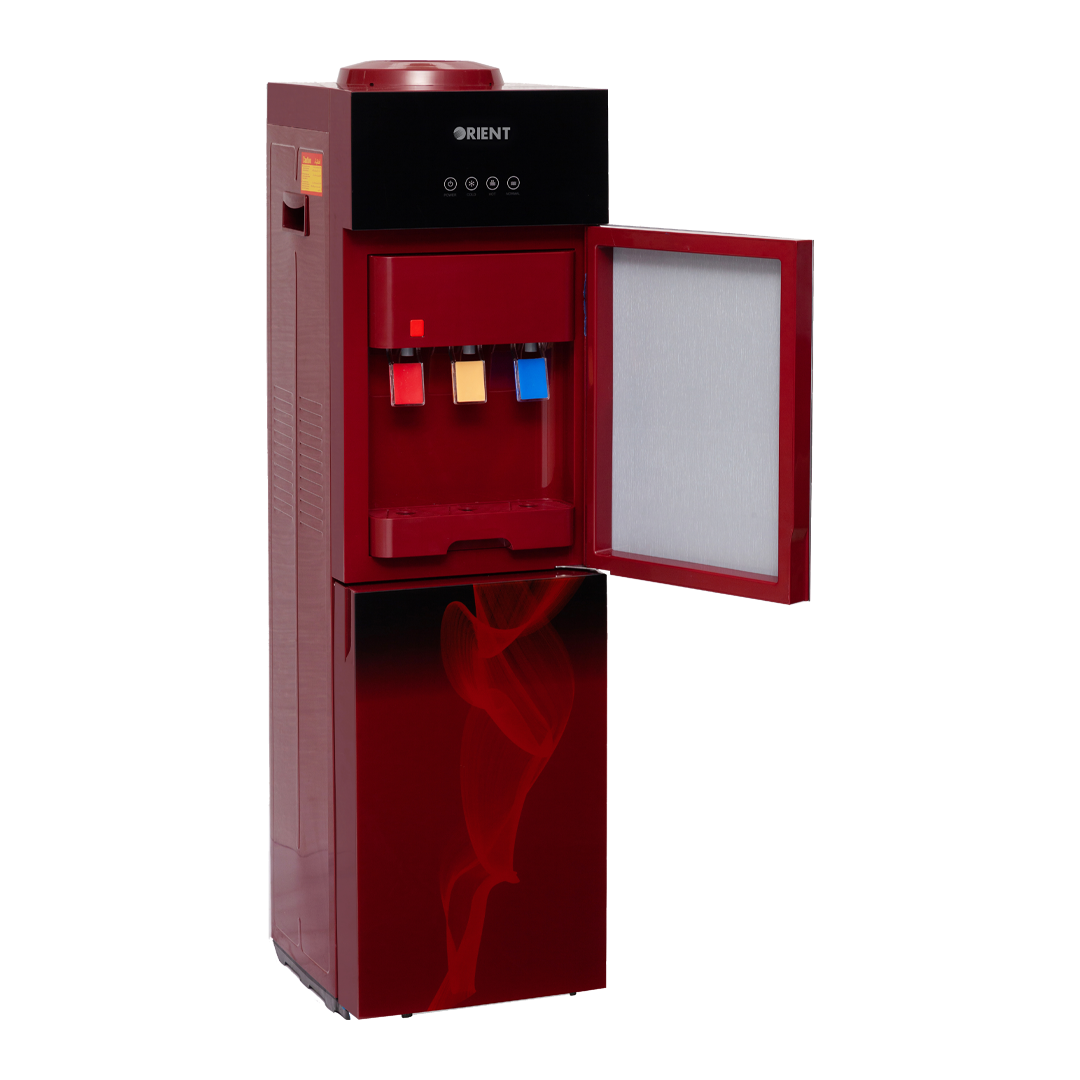Orient Crystal 3 Taps Red Glass Door Water Dispenser